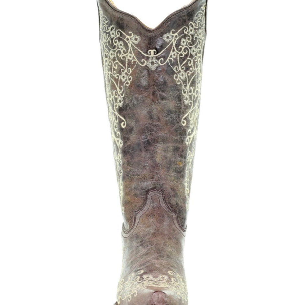 Light brown Corral cowboy boots.